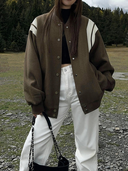 Chaqueta College Oversize con Mangas Contraste para Mujer | Ideal para Estilo Urbano