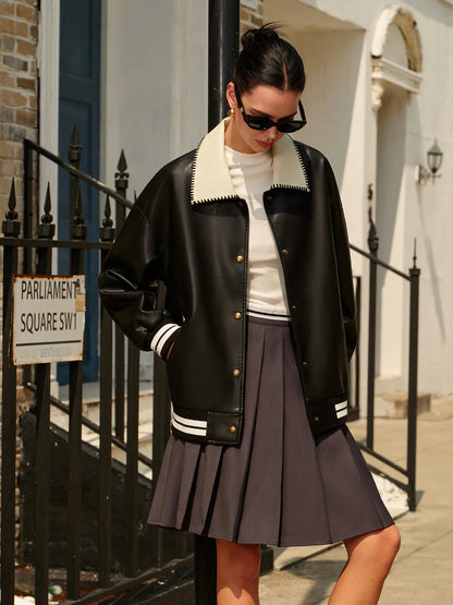 Chaqueta Varsity Oversize con Cierre de Presión para Mujer | Ideal para Uso Diario