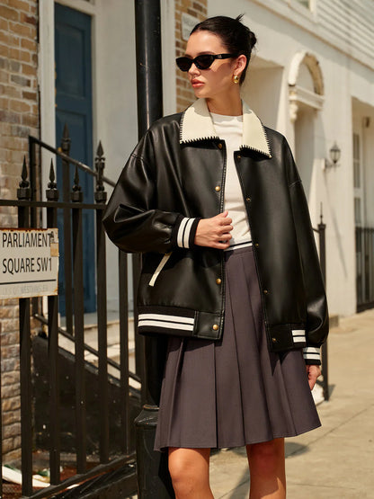 Chaqueta Varsity Oversize con Cierre de Presión para Mujer | Ideal para Uso Diario