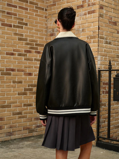 Chaqueta Varsity Oversize con Cierre de Presión para Mujer | Ideal para Uso Diario