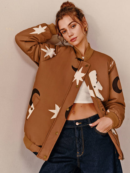 Cazadora Bomber Oversize con Estampado para Mujer | Ideal para Uso Urbano