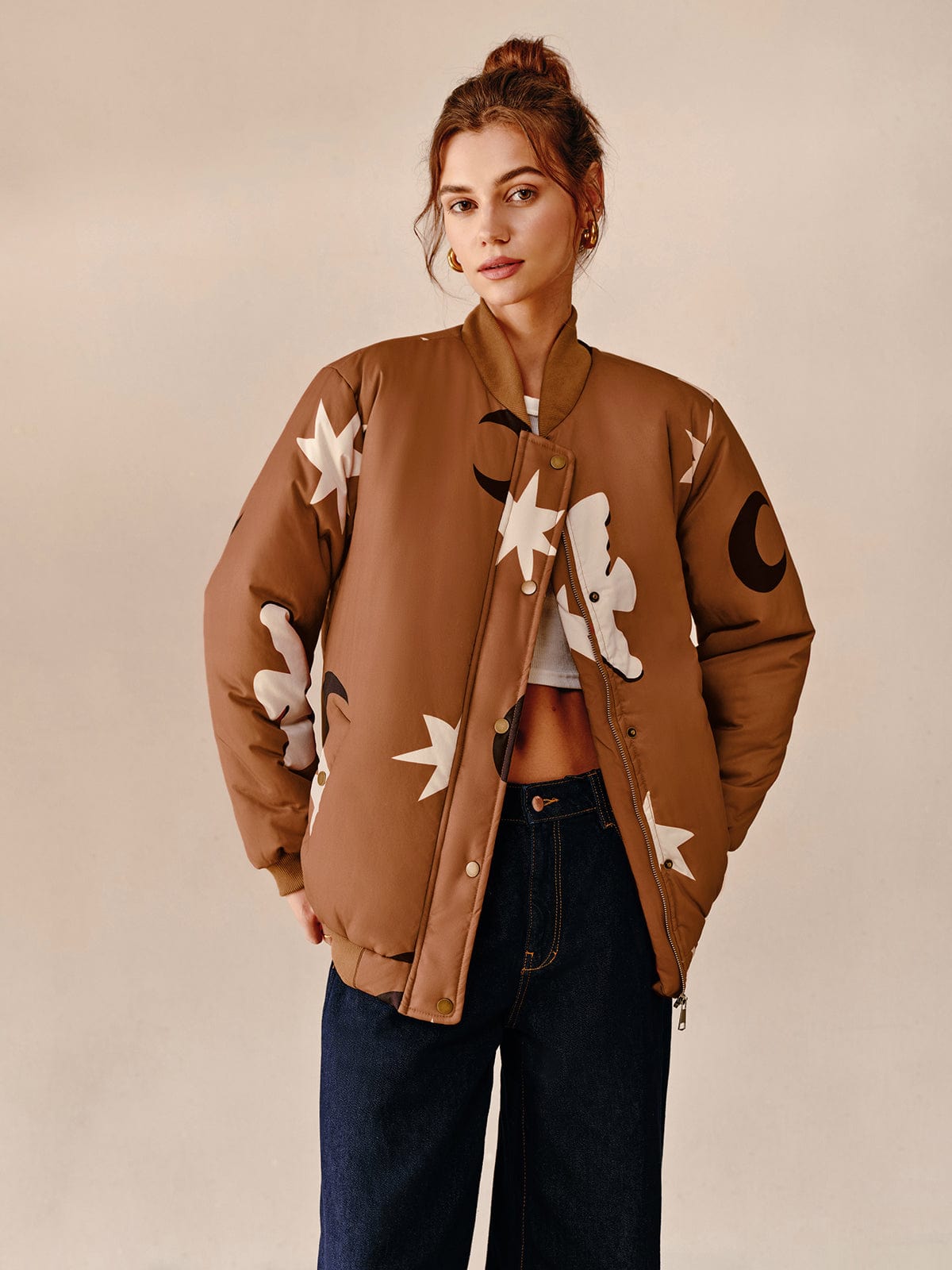 Cazadora Bomber Oversize con Estampado para Mujer | Ideal para Uso Urbano