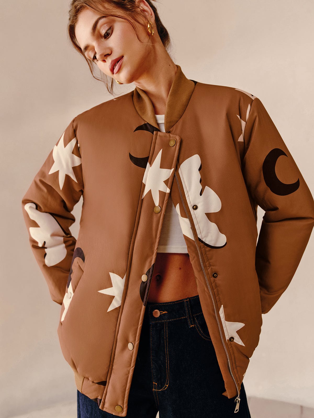 Cazadora Bomber Oversize con Estampado para Mujer | Ideal para Uso Urbano