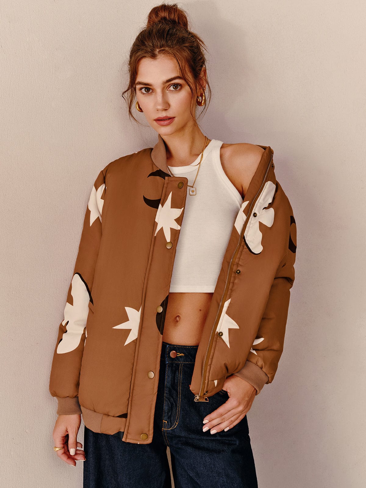 Cazadora Bomber Oversize con Estampado para Mujer | Ideal para Uso Urbano