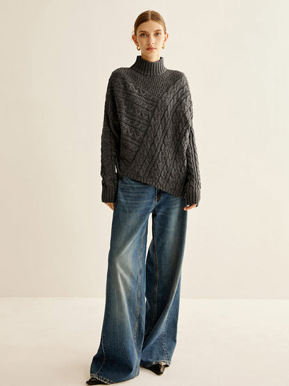 Jersey Con Punto Trenzado Y Cuello Alto Para Mujer | Ideal Para Invierno