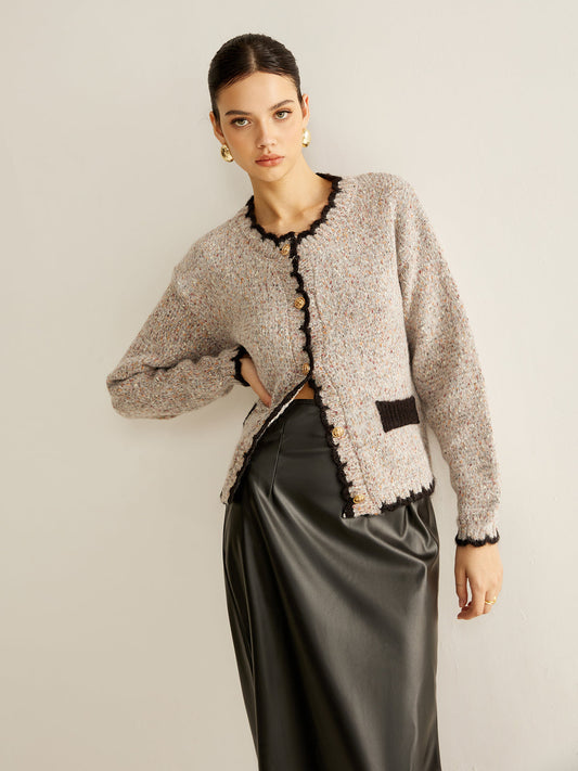 Cárdigan con Textura Tipo Tweed y Botones Frontales para Mujer | Ideal para Uso Diario