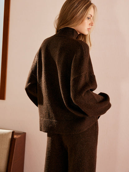 Jersey de Punto con Cuello Subido y Corte Amplio para Mujer | Ideal para Uso Diario