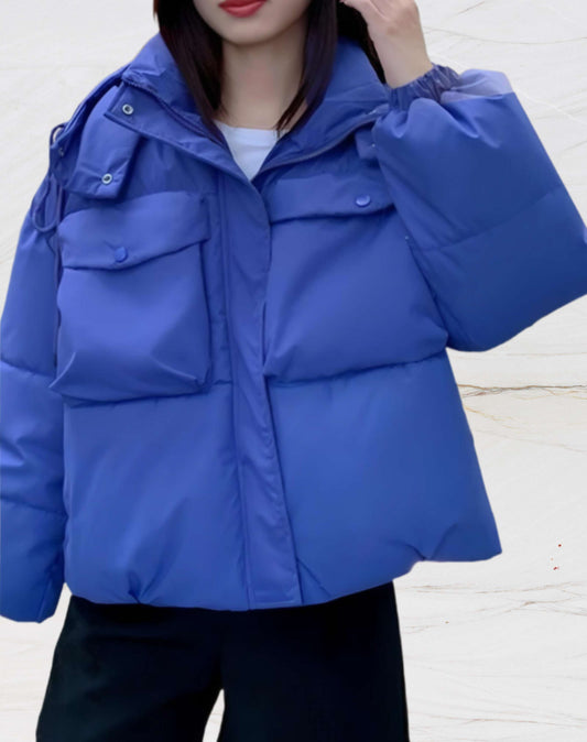 Chaqueta Acolchada Con Capucha Y Cuello Alto Para Mujer | Ideal Para Uso Diario En Invierno
