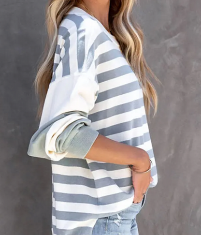 Jersey De Rayas De Corte Relajado para Mujer | Ideal para Uso Diario En Entretiempo