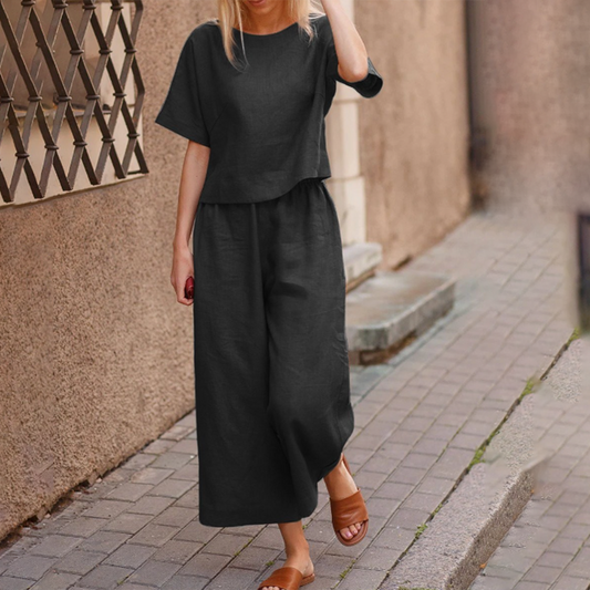 Conjunto de Dos Piezas con Manga Corta para Mujer | Ideal para la Temporada de Verano