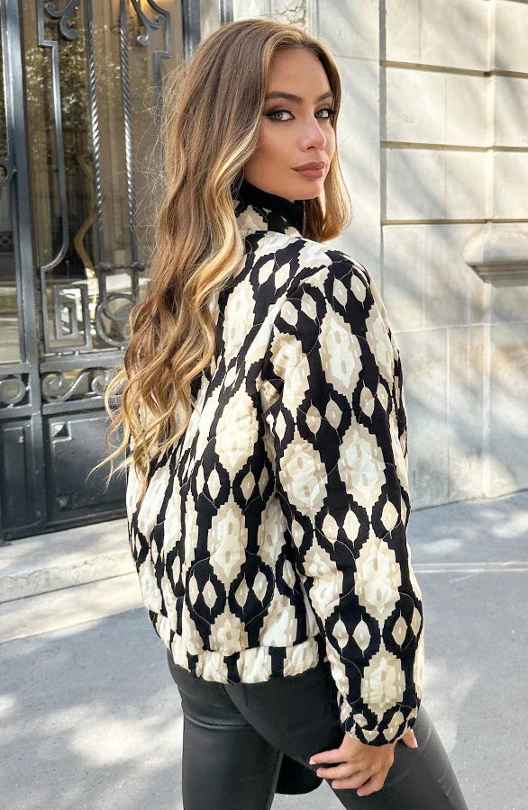 Chaqueta Bomber Con Diseño Estampado Para Mujer | Ideal Para Media Estación