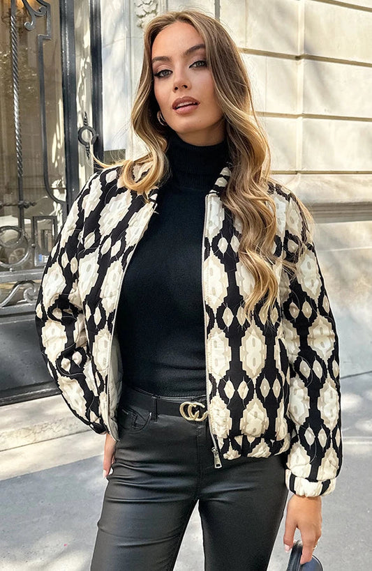 Chaqueta Bomber Con Diseño Estampado Para Mujer | Ideal Para Media Estación