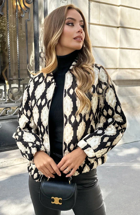 Chaqueta Bomber Con Diseño Estampado Para Mujer | Ideal Para Media Estación