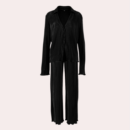 Conjunto De Dos Piezas De Descanso con Camisa Abotonada y Pantalón para Mujer | Ideal para Uso En Casa O Salidas Informales