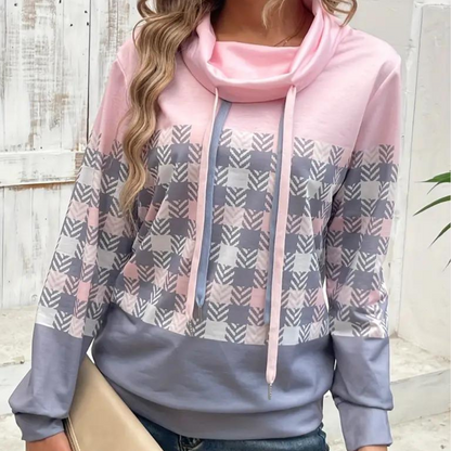 Sudadera con Capucha y Estampado a Cuadros para Mujer | Ideal para Uso Diario en Media Estación