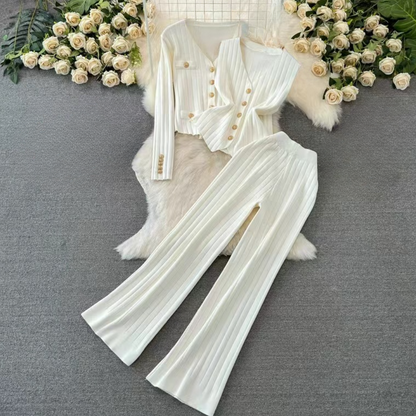 Conjunto De Tres Piezas con Cardigan Abierto para Mujer | Ideal para Uso Diario