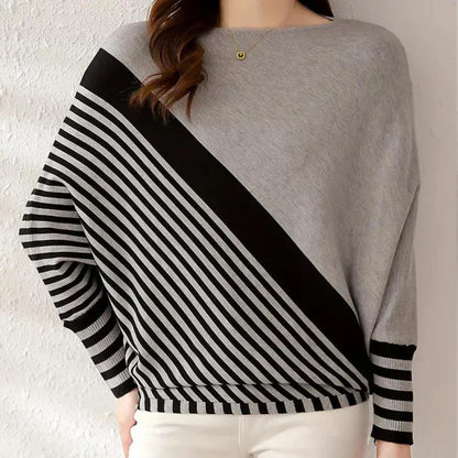 Jersey De Rayas Con Manga Murciélago Para Mujeres | Ideal Para Uso Diario