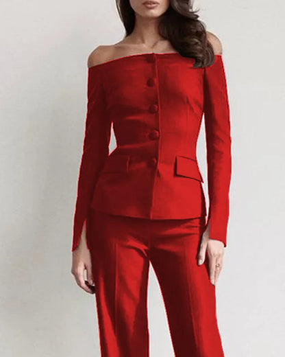 Conjunto De Dos Piezas Con Camisa Abotonada Y Pantalón Para Mujer | Ideal Para Uso Diario Y Ocasiones Formales