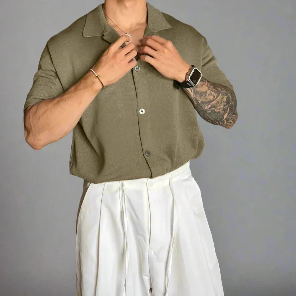 Camisa de Manga Corta con Cuello Clásico para Hombre | Ideal para Uso Diario y Actividades de Ocio