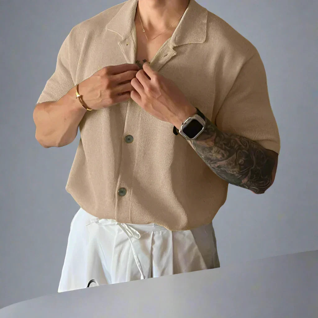 Camisa de Manga Corta con Cuello Clásico para Hombre | Ideal para Uso Diario y Actividades de Ocio