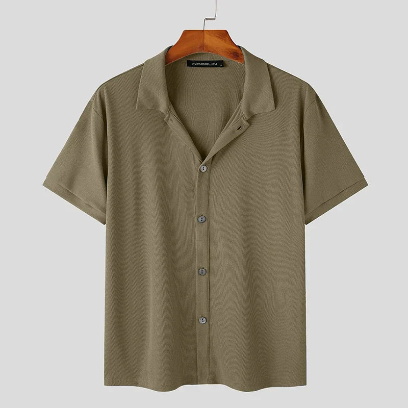 Camisa de Manga Corta con Cuello Clásico para Hombre | Ideal para Uso Diario y Actividades de Ocio
