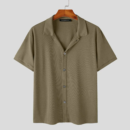 Camisa de Manga Corta con Cuello Clásico para Hombre | Ideal para Uso Diario y Actividades de Ocio