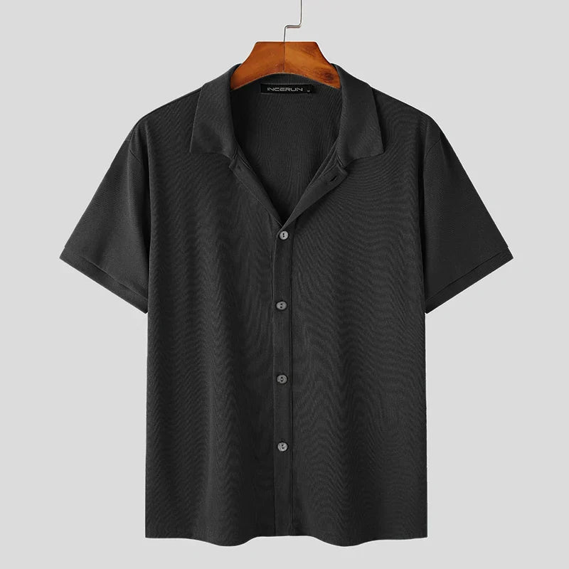 Camisa de Manga Corta con Cuello Clásico para Hombre | Ideal para Uso Diario y Actividades de Ocio