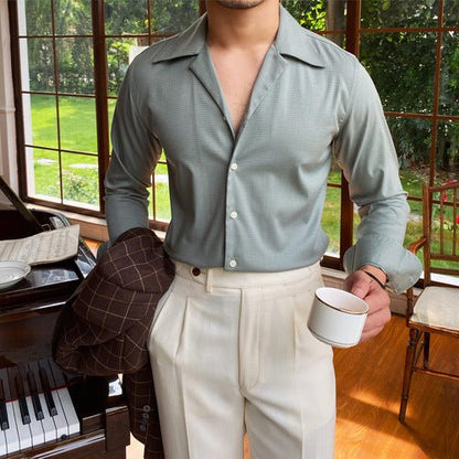 Camisa de Manga Larga con Corte Clásico y Cierre Frontal para Hombre | Ideal para Uso Diario y Variado