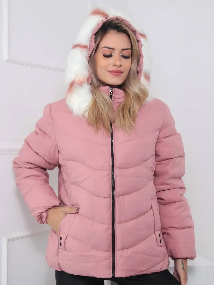 Chaqueta Acolchada con Capucha Desmontable para Mujer | Ideal para La Temporada Fría