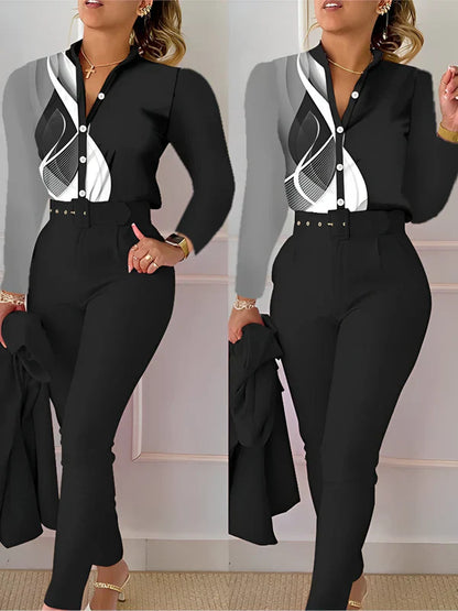 Conjunto De Dos Piezas con Top De Escote En V y Pantalón De Cintura Alta para Mujer | Ideal para Uso Diario y Entornos Formales