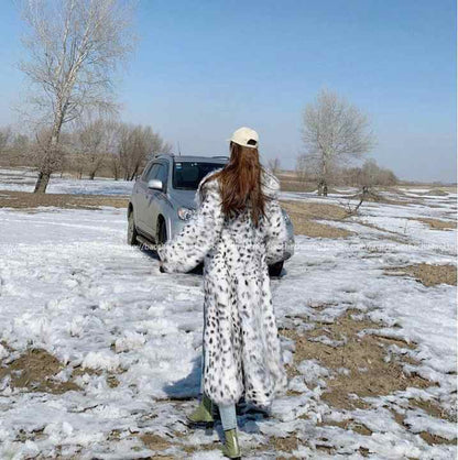 Manteau Largo Con Estampado de Leopardo y Cierre Frontal Para Mujer | Ideal Para La Temporada Fría