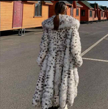 Manteau Largo Con Estampado de Leopardo y Cierre Frontal Para Mujer | Ideal Para La Temporada Fría
