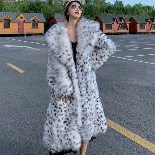 Manteau Largo Con Estampado de Leopardo y Cierre Frontal Para Mujer | Ideal Para La Temporada Fría