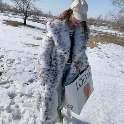 Manteau Largo Con Estampado de Leopardo y Cierre Frontal Para Mujer | Ideal Para La Temporada Fría