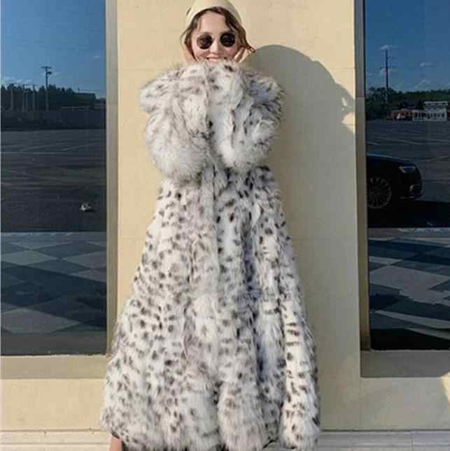 Manteau Largo Con Estampado de Leopardo y Cierre Frontal Para Mujer | Ideal Para La Temporada Fría