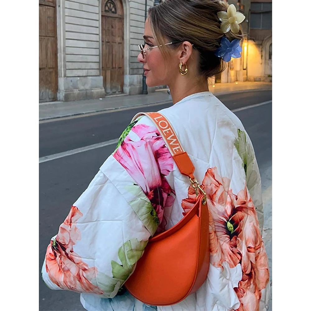 Chaqueta Acolchada con Estampado Floral para Mujer | Ideal para Entretiempo y Uso Diario