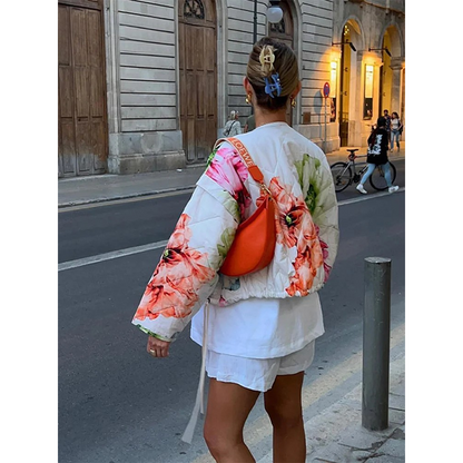 Chaqueta Acolchada con Estampado Floral para Mujer | Ideal para Entretiempo y Uso Diario