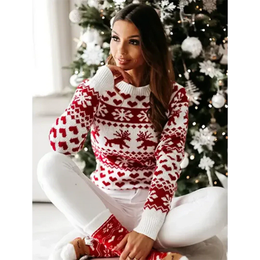 Jersey de Punto con Motivo Invernal para Mujer | Ideal para el Uso Diario en Invierno