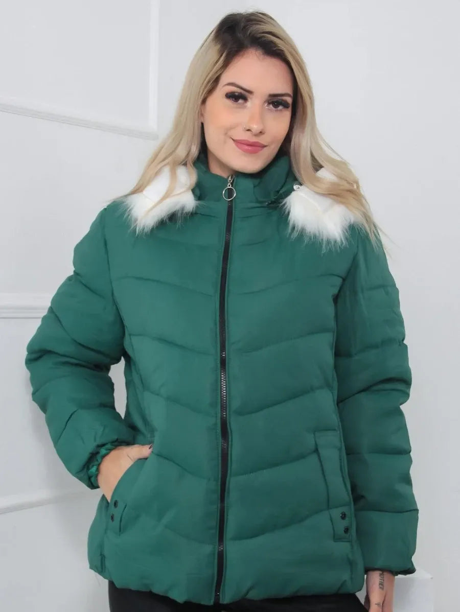 Chaqueta Acolchada con Capucha Desmontable para Mujer | Ideal para La Temporada Fría