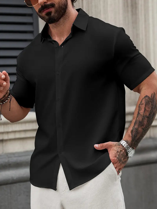 Camisa de Manga Larga con Cuello Abatido para Hombre | Ideal para Entornos Profesionales y Eventos Formales