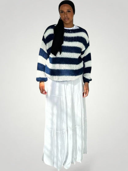 Jersey de Punto con Rayas y Corte Oversize para Mujer | Ideal para Otoño e Invierno