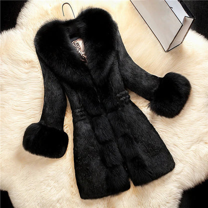 Abrigo Largo De Invierno Con Cuello Contrastado Para Mujer | Ideal Para La Temporada Fría