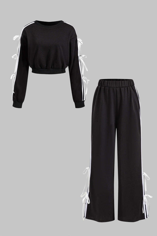 Conjunto De Dos Piezas Con Sudadera Corta Y Pantalón De Corte Amplio Para Mujer | Ideal Para Uso Diario