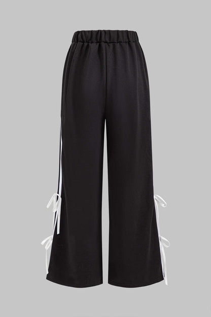 Conjunto De Dos Piezas Con Sudadera Corta Y Pantalón De Corte Amplio Para Mujer | Ideal Para Uso Diario