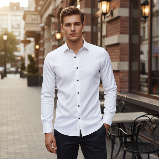 Camisa Con Corte Ajustado Para Hombre | Ideal Para Trabajo Y Uso Diario