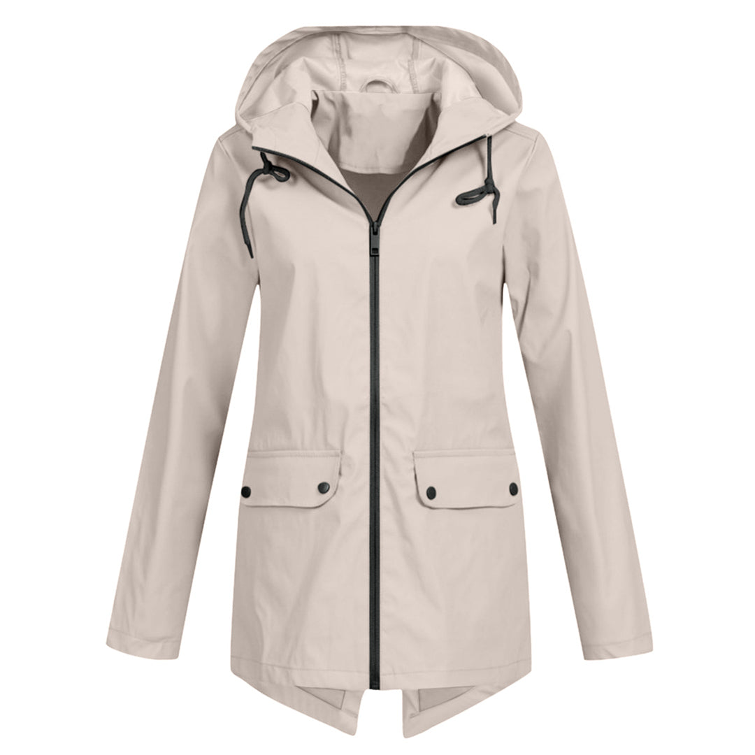 Manteau Long Imperméable avec Capuche pour Femme | Idéal pour les Jours de Pluie