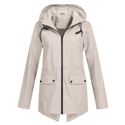 Manteau Long Imperméable avec Capuche pour Femme | Idéal pour les Jours de Pluie