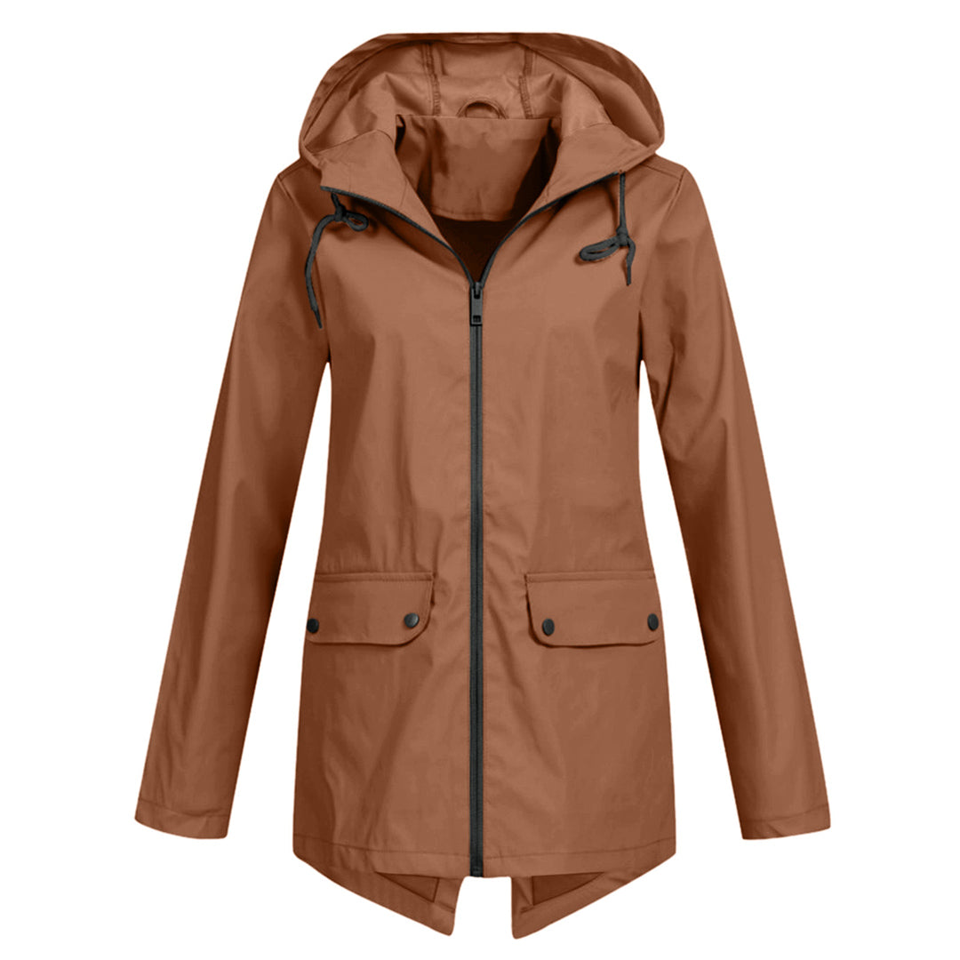 Manteau Long Imperméable avec Capuche pour Femme | Idéal pour les Jours de Pluie