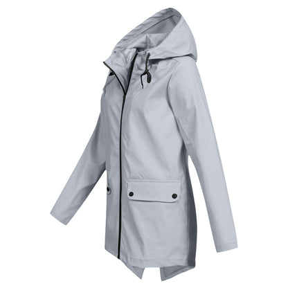 Manteau Long Imperméable avec Capuche pour Femme | Idéal pour les Jours de Pluie