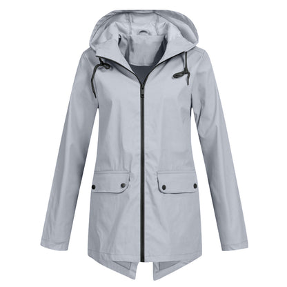Manteau Long Imperméable avec Capuche pour Femme | Idéal pour les Jours de Pluie